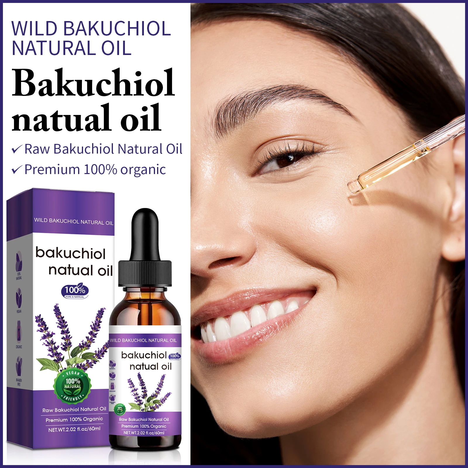 Bakuchiol Retinol Alternative - Óleo Facial Anti-Envelhecimento Bakuchiol 60ml -